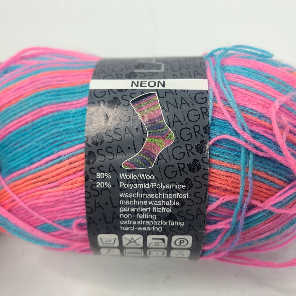 Lana Grossa Meilenweit Neon Yarn 1 Skein 80% Wool 20% Poly Italy - Picture 2 of 3